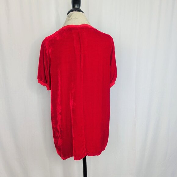 Johnny Was Velvet Top X-Small Red Short Sleeve - Picture 6 of 10